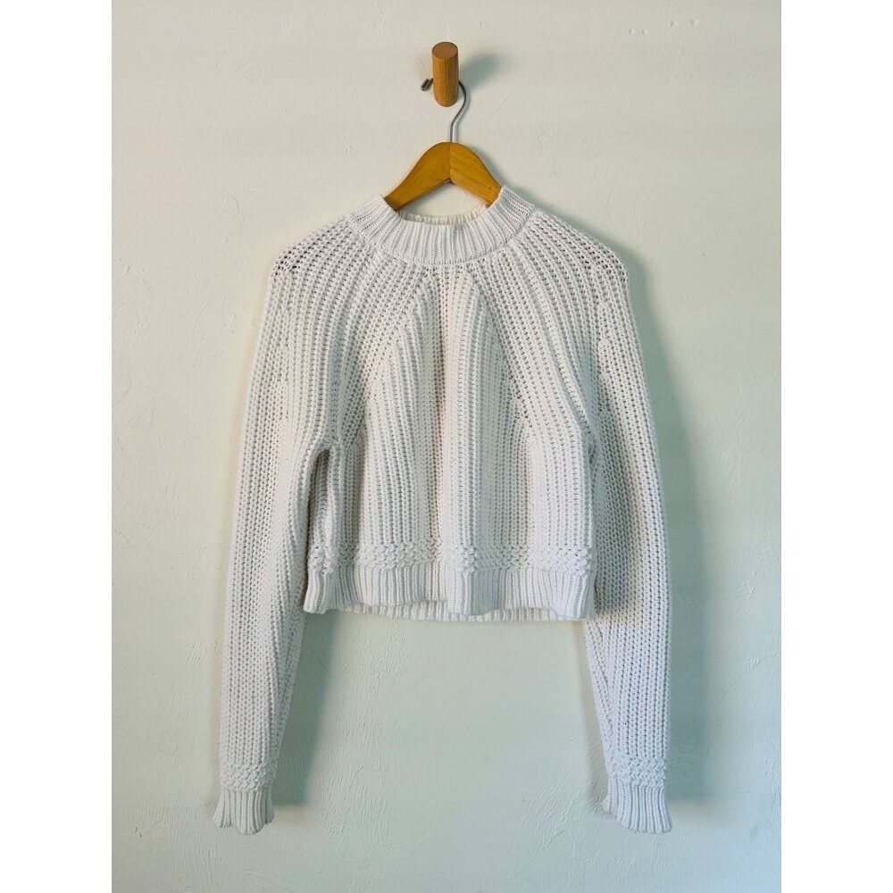White Milly Cotton Small Blend Textured Knit Sweater